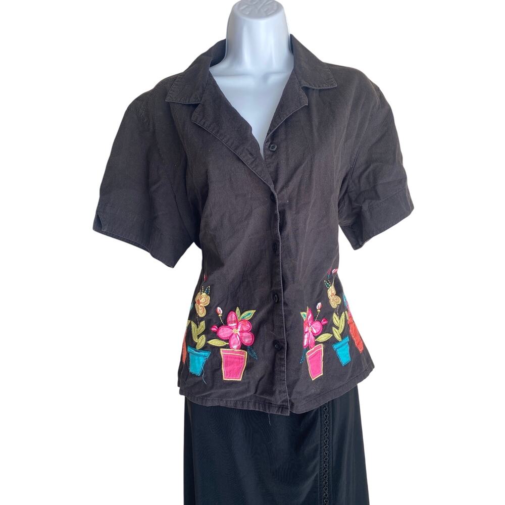 Y2K White Stag Women's Plus Size 16/18 Blouse Kidcore Feminine 100% Cotton Artsy